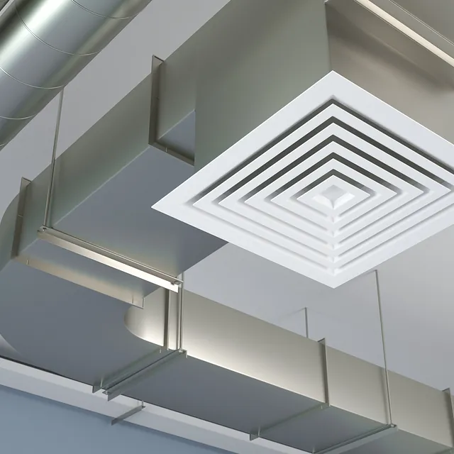 Industrial air duct ventilation, 3d Illustration stock photo